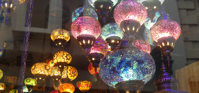 Picture of colourful lamps